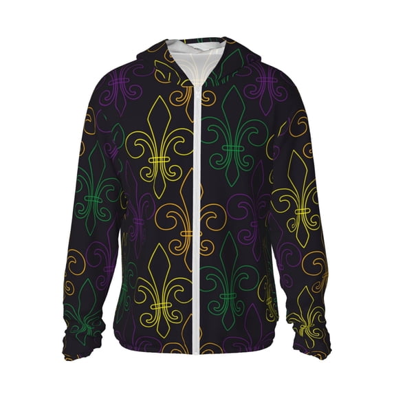 Easygdp Mardi Gras Carnival Lightweight Long Sleeve Sun Shirt Sports long-Sleeved Sun Protective Clothing, Quick Drying Breathable - X-Large