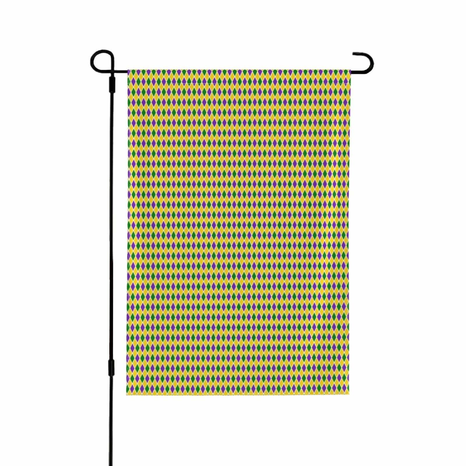 thumbnail image 1 of Easygdp Mardi Gras Purple Yellow Plaid Garden Flag Yard Flag Welcome Flag, Double-Sided, Weather Resistant for Outdoor Decor - 12.5"x18", 1 of 9