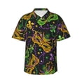 thumbnail image 1 of Easygdp Mardi Gras Surface Men's Hawaiian Shirts Print Lapel Short Sleeve for Beach, vacation, party, casual occasions - X-Large, 1 of 9