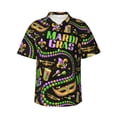 thumbnail image 1 of Easygdp Mardi Gras3 Men's Hawaiian Shirts Print Lapel Short Sleeve for Beach, vacation, party, casual occasions - X-Large, 1 of 9