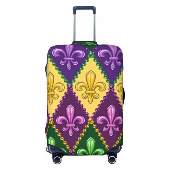Easygdp Mardi Gras4 Double-Sided Printed Elastic Suitcase Protective Cover,Invisible Zipper, Business Trip Luggage Cases,Washable And Resistant To Falling -Medium