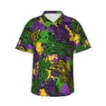 thumbnail image 1 of Easygdp Mardi Gras7 Men's Hawaiian Shirts Print Lapel Short Sleeve for Beach, vacation, party, casual occasions - Small, 1 of 9