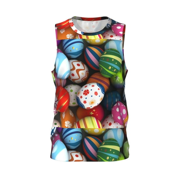 Easygdp Easter Egg Men's Mesh Basketball Jersey Quick Drying Sleeveless Shirts Fitted Muscle Tank Tops Sport Round Neck T-Shirt - X-Large