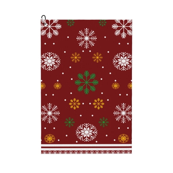 Easygdp Merry Christmas Golf Towel 24x16in for Men and Women with Carabiner Clip for Easy Attachment