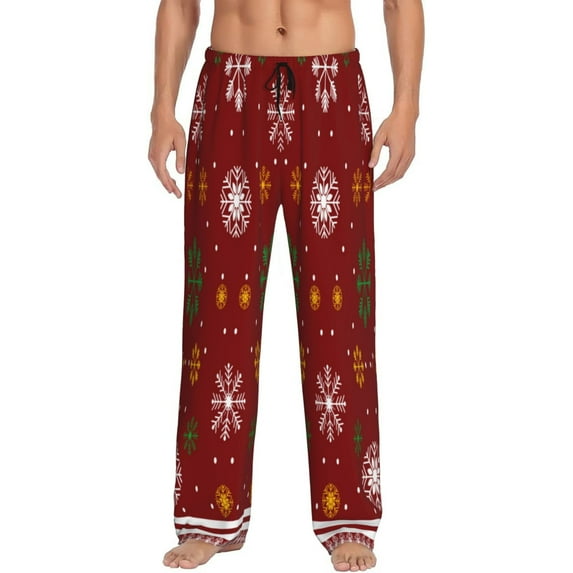Easygdp Merry Christmas Men's Pajama Pant, Sleep Elastic Waistband Lounge Pants - X-Large
