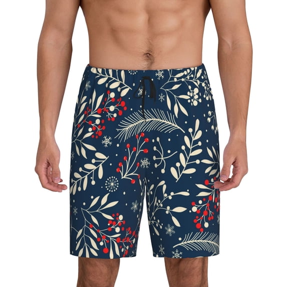Easygdp Merry Christmas Men's Short Pajama Pants, Sleep Shorts, Household Pants, Casual Pants with Pockets - 3X-Large