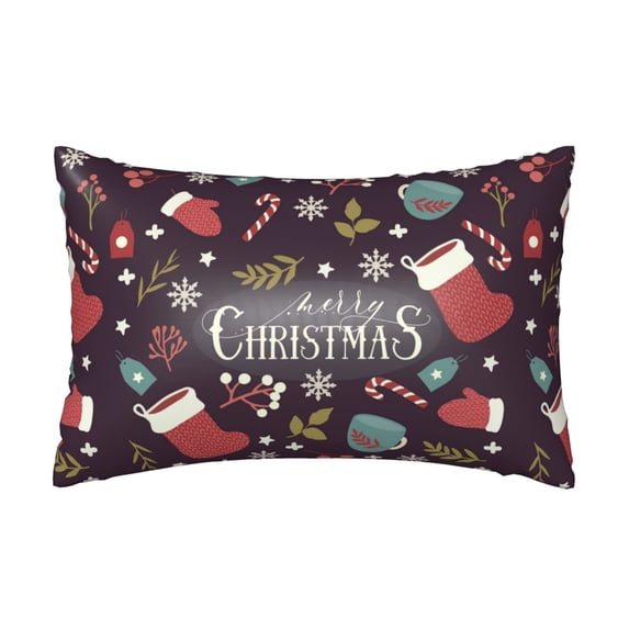Easygdp Merry Christmas Pillowcase 20×30 inches, Throw Pillowcase with Invisible Zipper for Bedroom, Sofa, Office