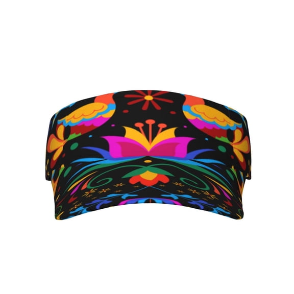 Easygdp Mexican Flower Traditional1 Stretchy Visor - Unisex Visor Hat for Men and Women, UPF 50 Sun Protection Visor, Ultra-Light