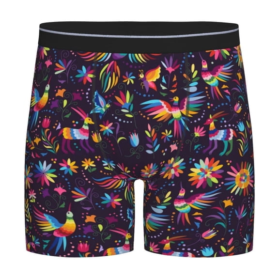 Easygdp Mexican Flowers Birds Men's Boxer Briefs Men’s Underwear Boxer Briefs for Men