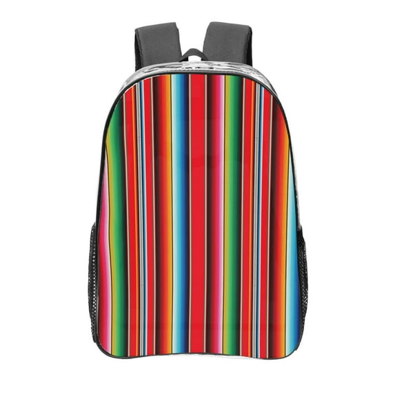 Easygdp Mexican Serape Blanket Stripes Clear Backpack, Transparent Bookbag for School for Women Men, Capacity Clear Bag for College, Travel