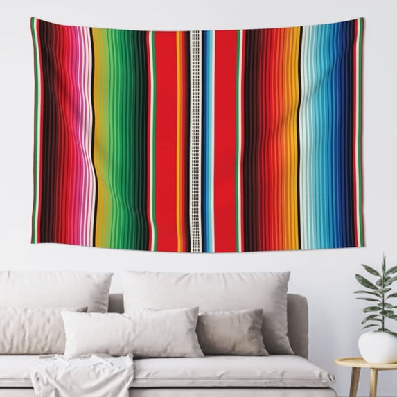 Easygdp Mexican Serape Blanket Stripes Tapestry Wall Hanging, Wall Tapestries for Bedroom Aesthetic Living Room Office Decor 60x40in