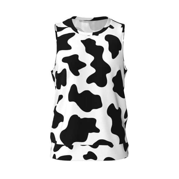 Easygdp Milk Cow Men's Mesh Basketball Jersey Quick Drying Sleeveless Shirts Fitted Muscle Tank Tops Sport Round Neck T-Shirt - 3X-Large