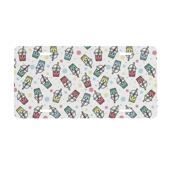 Easygdp Milk Tea License Plate Car Front License Plate Car Decoration Car Accessories Front Tag Plate Standard Size