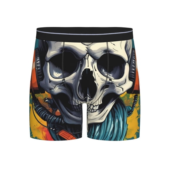 Easygdp Modern Hip-Hop Skull Men's Boxer Briefs Men’s Underwear Boxer Briefs for Men
