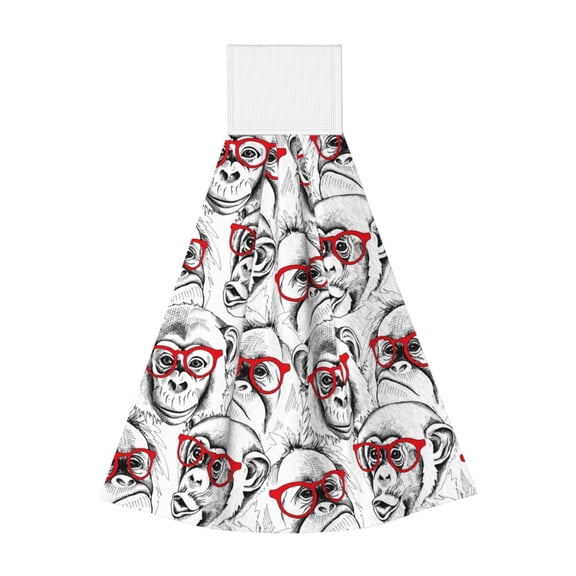 Easygdp Monkey Kitchen Hand Towels Hanging Tie Towels Fast Drying Dish Cloth with Loop for Bathroom Restroom Home Decor