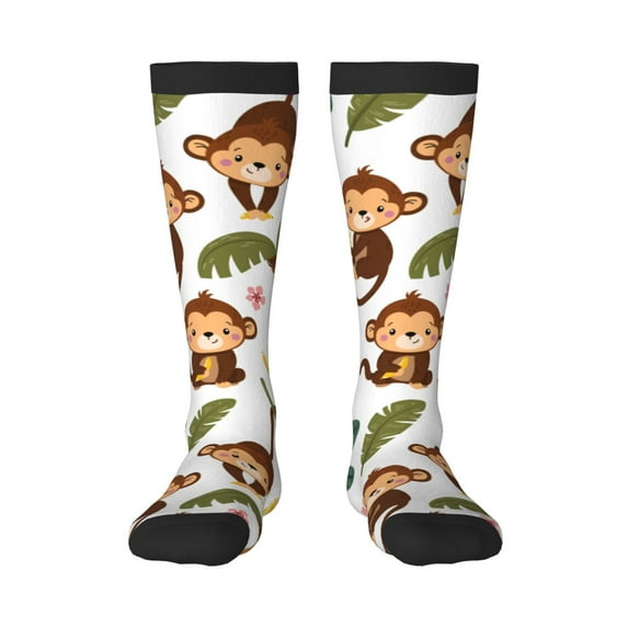 Easygdp Monkeys Swinging From Palms Fashionable Adult Sockings&Sports Sockings&Breathable Sockings, Non-Pilling,Contrasting Color Design