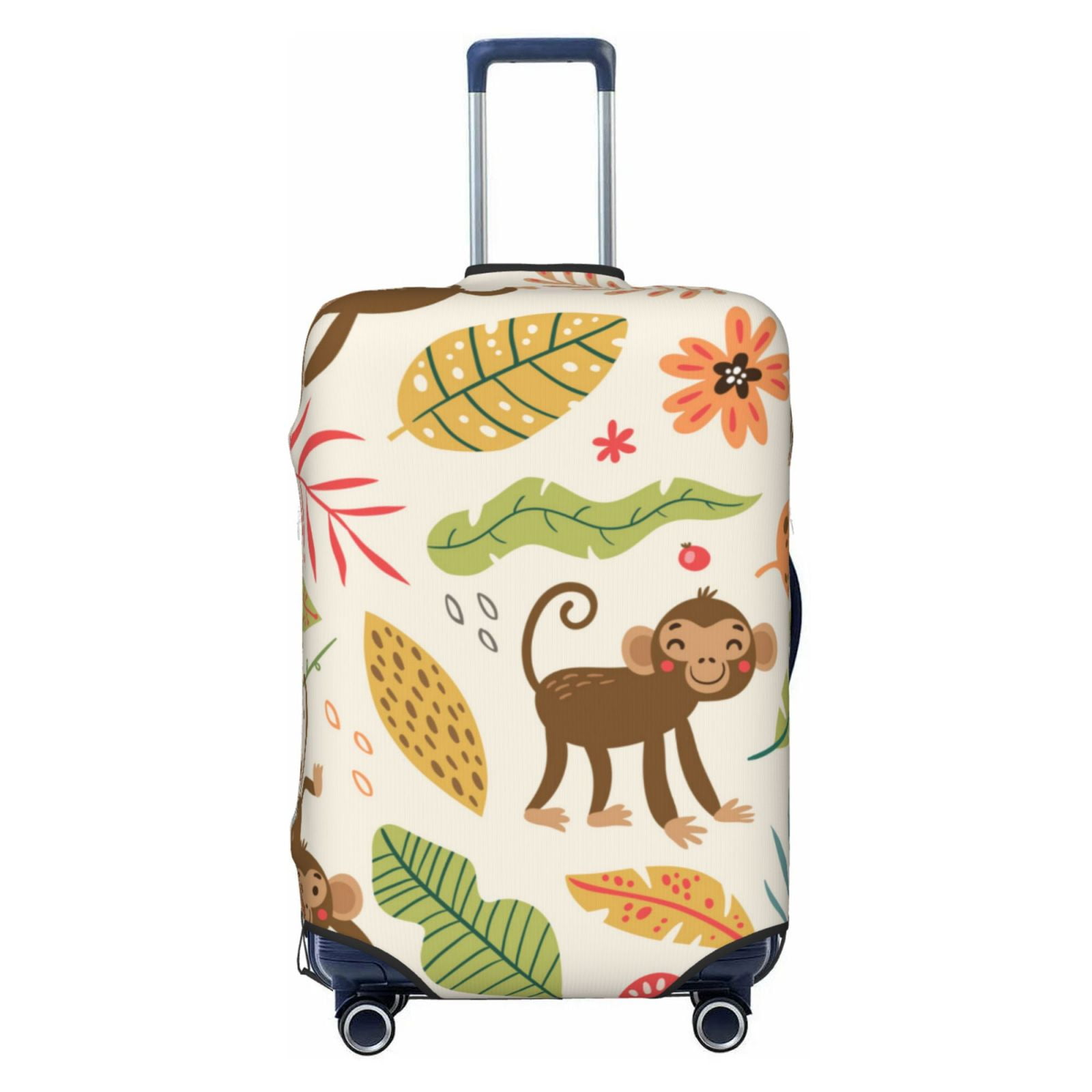 Easygdp Monkeys in the Jungle Print Elastic and Washable Suitcase