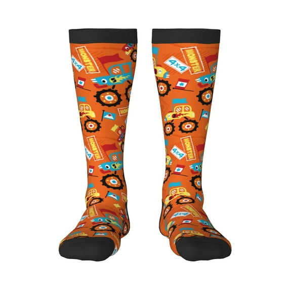 Easygdp Monster Truck Soccer Socks Sport Knee High Socks Calf Compression Athletic Socks for Men and Women