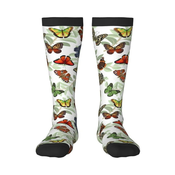Easygdp Multicolored Butterflies Fashionable Adult Sockings&Sports Sockings&Breathable Sockings, Non-Pilling,Contrasting Color Design