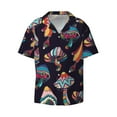 thumbnail image 1 of Easygdp Mushroom Doodle Men's Casual Short-sleeved Shirt with Pocket and Button Suitable for Beach Vacation Leisure - 4X-Large, 1 of 7
