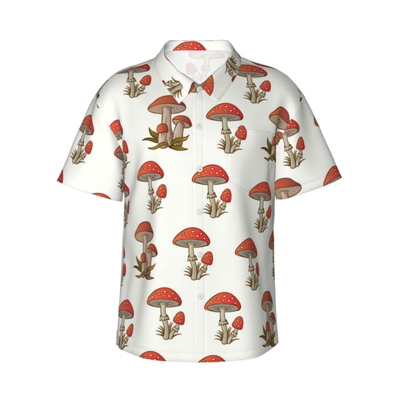 Easygdp Mushroom Men's Hawaiian Shirts Print Lapel Short Sleeve for Beach, vacation, party, casual occasions - XX-Large
