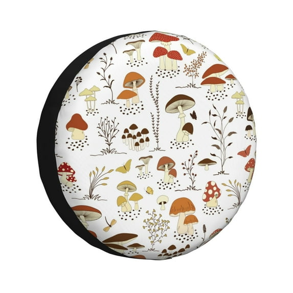 Easygdp Mushrooms And Butterflies Wheel Sun Guard, Spare Tire Cover,Universal Trailer Suv Truck Camper Travel,Easy To Install And Remove -17 Inch
