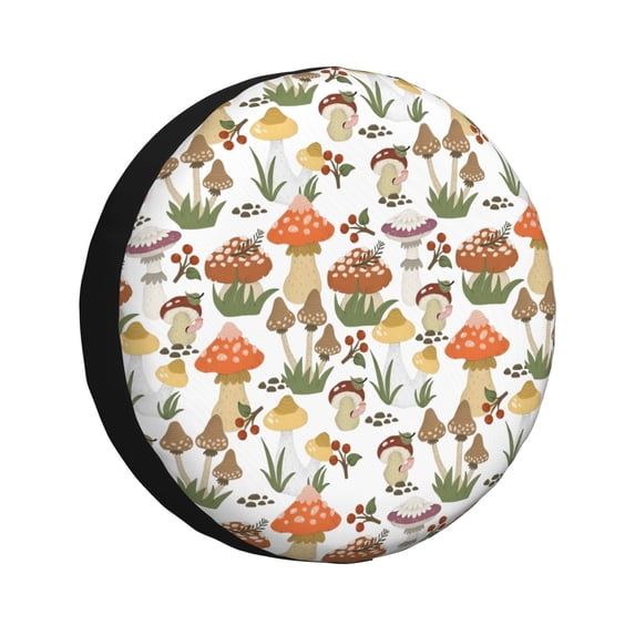 Easygdp Mushrooms Automobile Tire Dust Cover, 14-17in Spare Tire Cover Universal Fit for Trailer, Car, Truck, SUV, Jeep - 16 inch