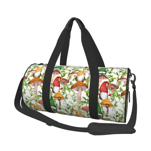 Easygdp Mushrooms Gnomes Travel Bag, Camping, Weekend, Carry On Overnight Duffel Bag with Shoulder Strap