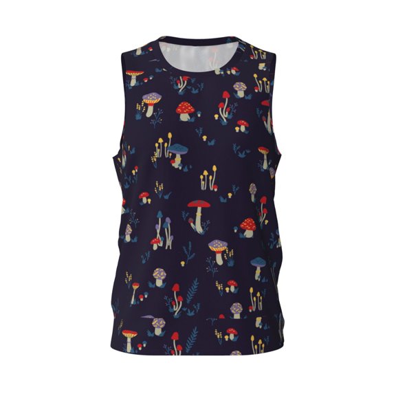 Easygdp Mushrooms3 Men's Mesh Basketball Jersey Quick Drying Sleeveless Shirts Fitted Muscle Tank Tops Sport Round Neck T-Shirt - 3X-Large