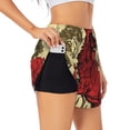 thumbnail image 1 of Easygdp Mythical Red Stag Illustration for Women's Athletic Shorts - High-Waist, Quick-Dry Workout Shorts with Pockets, Ideal for Running, Yoga, and Training-X-Large, 1 of 7
