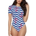 thumbnail image 1 of Easygdp Nautical Anchors Women's One-Piece Swimsuit Slim Fit Crew Neck Bodysuit Athletic Swimwear with Concealed Buckle - Medium, 1 of 9