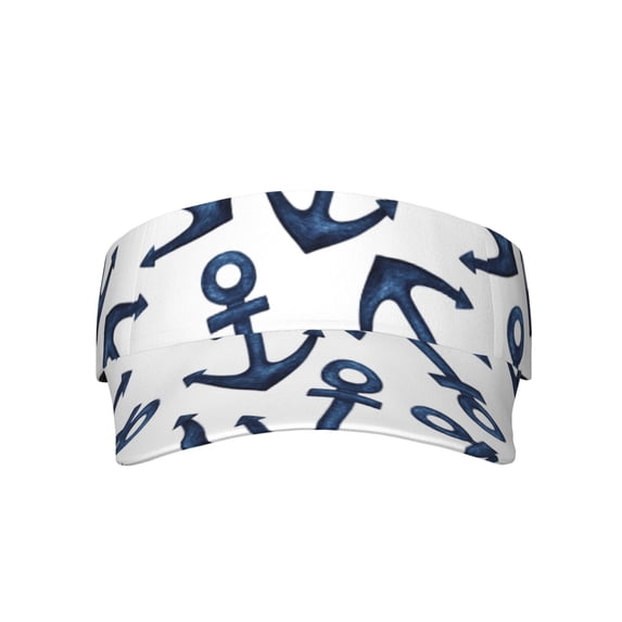 Easygdp Navy Blue Anchor Stretchy Visor - Unisex Visor Hat for Men and Women, UPF 50 Sun Protection Visor, Ultra-Light