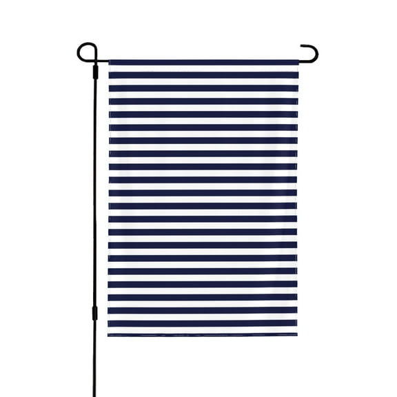 Easygdp Navy Blue And White Stripes Garden Flag Yard Flag Welcome Flag, Double-Sided, Weather Resistant for Outdoor Decor - 28"x40"
