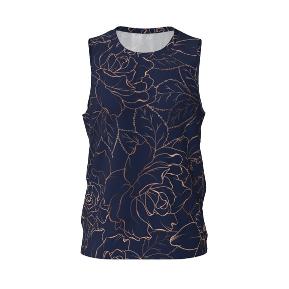 Easygdp Navy Dark Blue Men's Mesh Basketball Jersey Quick Drying Sleeveless Shirts Fitted Muscle Tank Tops Sport Round Neck T-Shirt - Large