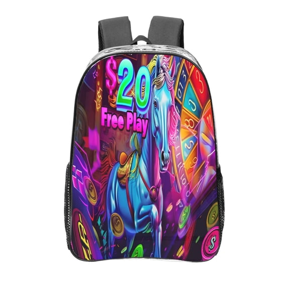 Easygdp Neon Free Play Clear Backpack, Transparent Bookbag for School for Women Men, Capacity Clear Bag for College, Travel