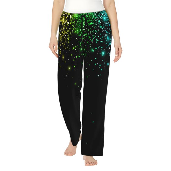 Easygdp Night Rainbow Sparkles Women's Drawstring Pajama Pants | Lounge Joggers Sweatpants | Comfy Sleepwear | Yoga Pants-Medium
