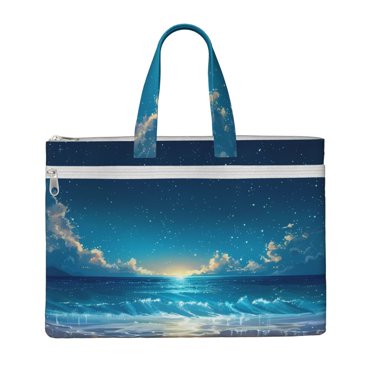 Easygdp Peacock'S Tail Canvas Document Bag File Bag Handle Business Briefcase Bag A4 File Organizer Organizer Handbag Briefcase