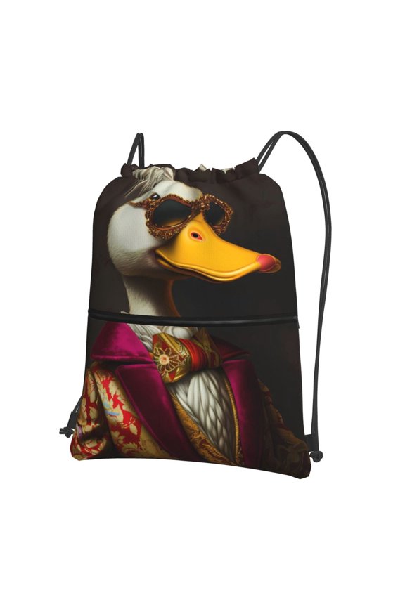 Noble Style Duck Drawstring Backpack Gym Bag,Sport Gym Sackpack,Gym Sack with Side Pocket for Men Women