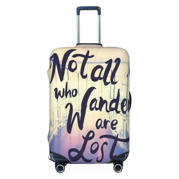Easygdp Not All Those Who Wander Are Lost Print Elastic and Washable Suitcase Protective Cover with Hidden Zipper Fits 18-32 inch Luggage -Large