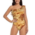 thumbnail image 1 of Easygdp Not All Those Who Wander Are Lost2 Women's One Shoulder Ruffle Monokini Bathing Suits with Removable Chest Pad, Quick Drying - X-Large, 1 of 8
