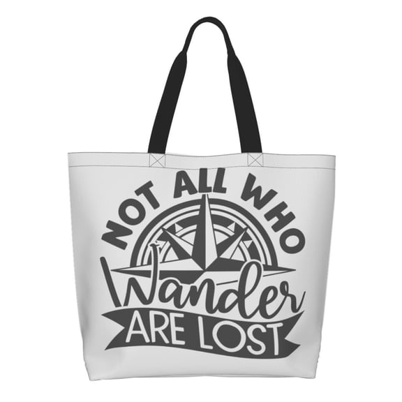 Easygdp Not All Who Wander Are Lost2 Tote Bags for Women,Women Travel Shoulder Bags Handbags,Big Capacity Shopping Work Bag
