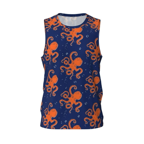 Easygdp Octopus Men's Mesh Basketball Jersey Quick Drying Sleeveless Shirts Fitted Muscle Tank Tops Sport Round Neck T-Shirt - 3X-Large