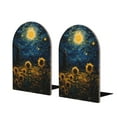 thumbnail image 1 of Easygdp Oil Starry Sky Sunflower 2 Pcs Bookend Large Capacity Office Book Ends for Home Office Library School Study Decoration, 1 of 8