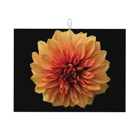 Easygdp Orange Dalia Microfiber Absorbent Dish Drying Pad,Kitchen Drying Mat,Can Be Hung, Strong Water Absorption Capacity,Quick Drying