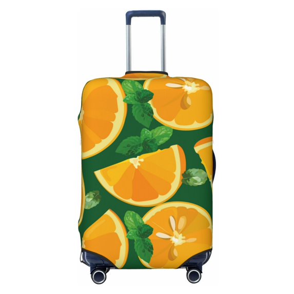 Easygdp Orange Double-Sided Printed Elastic Suitcase Protective Cover,Invisible Zipper, Business Trip Luggage Cases,Washable And Resistant To Falling -Small