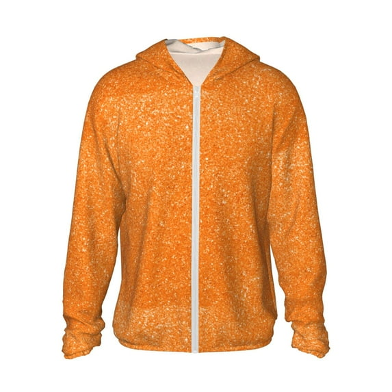 Easygdp Orange Glitter2 Lightweight Long Sleeve Sun Shirt Sports long-Sleeved Sun Protective Clothing, Quick Drying Breathable - 3X-Large
