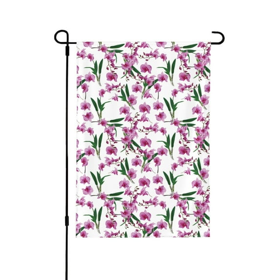 Easygdp Orchids Flowers Garden Flag Yard Flag Welcome Flag, Double-Sided, Weather Resistant for Outdoor Decor - 28"x40"