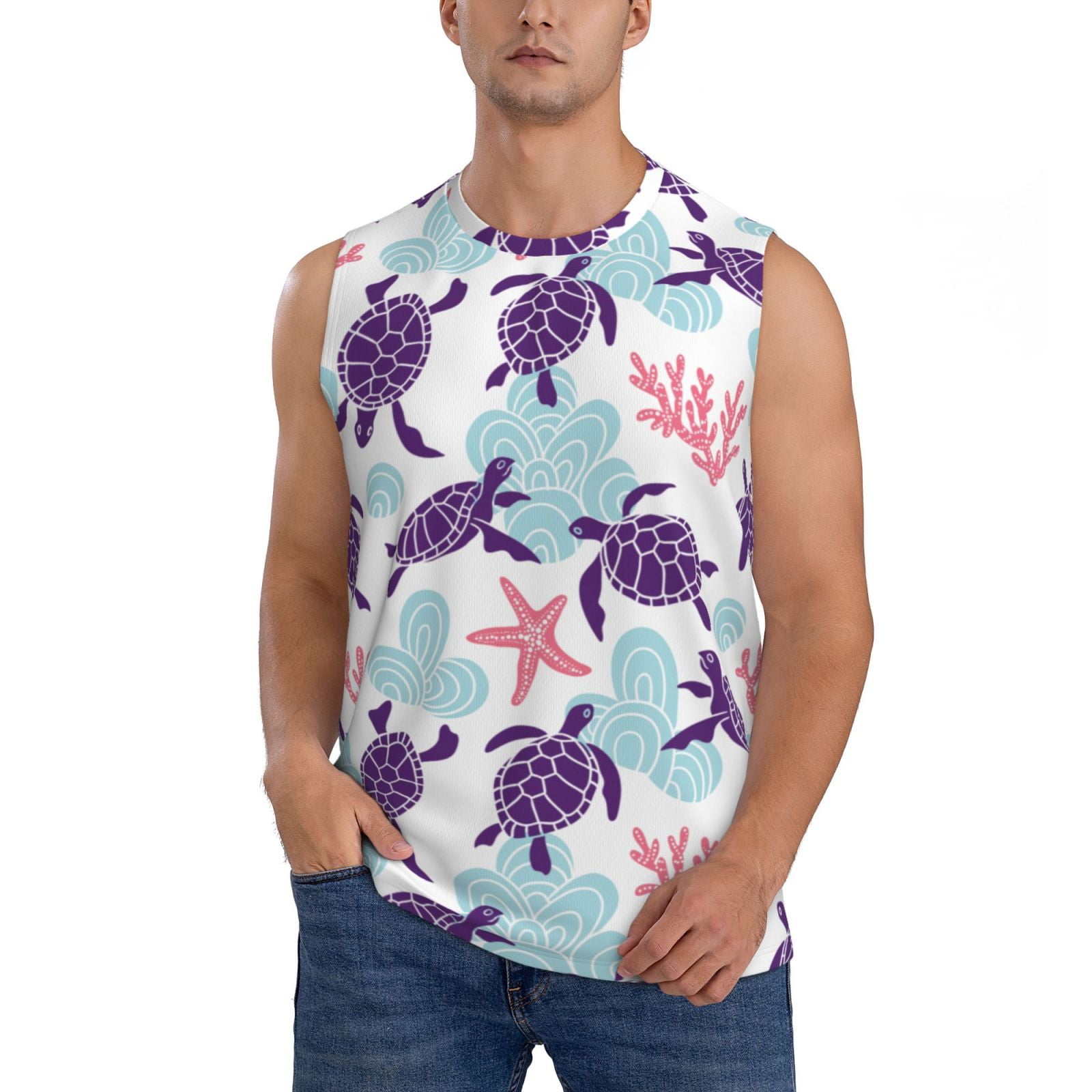 Easygdp Ornamental Turtles Men's Breathable Tank Tops Sleeveless Sporty 