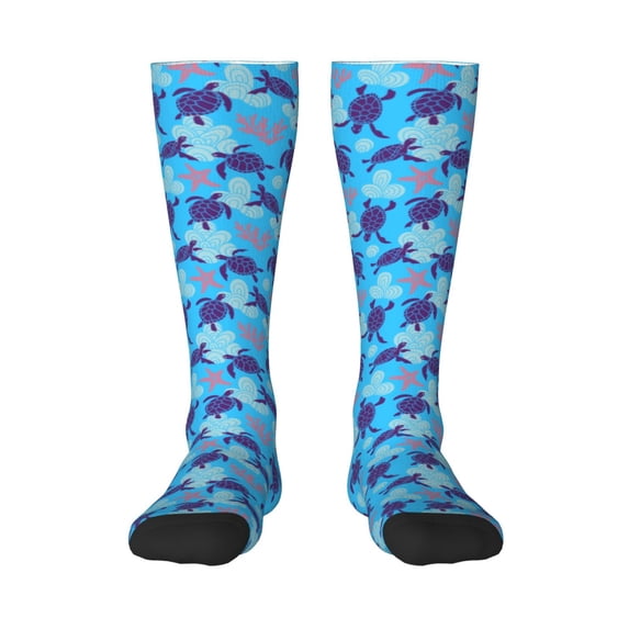 Easygdp Ornamental Turtles Soccer Socks Sport Knee High Socks Calf Compression Athletic Socks for Men and Women