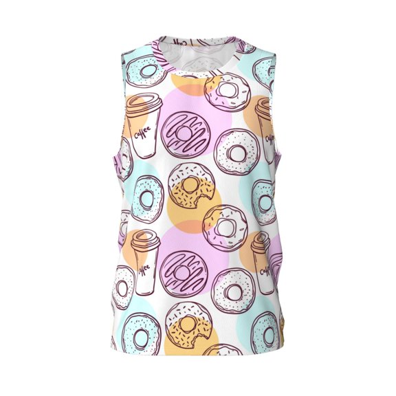 Easygdp Pale Blue Lotus Flowers Men's Mesh Basketball Jersey Quick Drying Sleeveless Shirts Fitted Muscle Tank Tops Sport Round Neck T-Shirt - 4X-Large